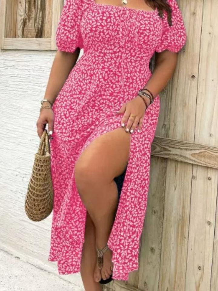 BlossomBreeze™ Plus Size Floral Slit Dress