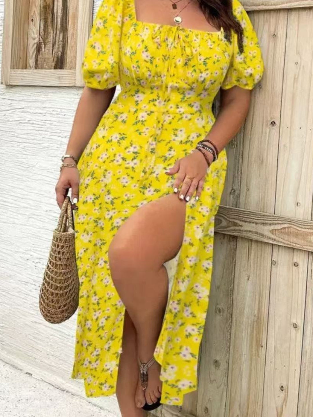 BlossomBreeze™ Plus Size Floral Slit Dress