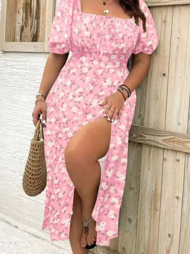 BlossomBreeze™ Plus Size Floral Slit Dress