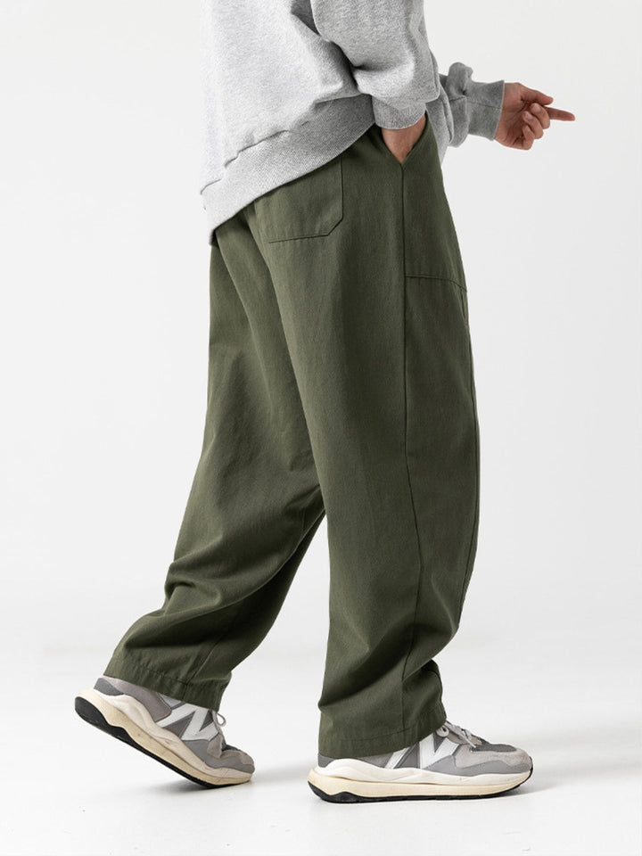 WLS Retro Japanese Straight Textured Splicing Trousers