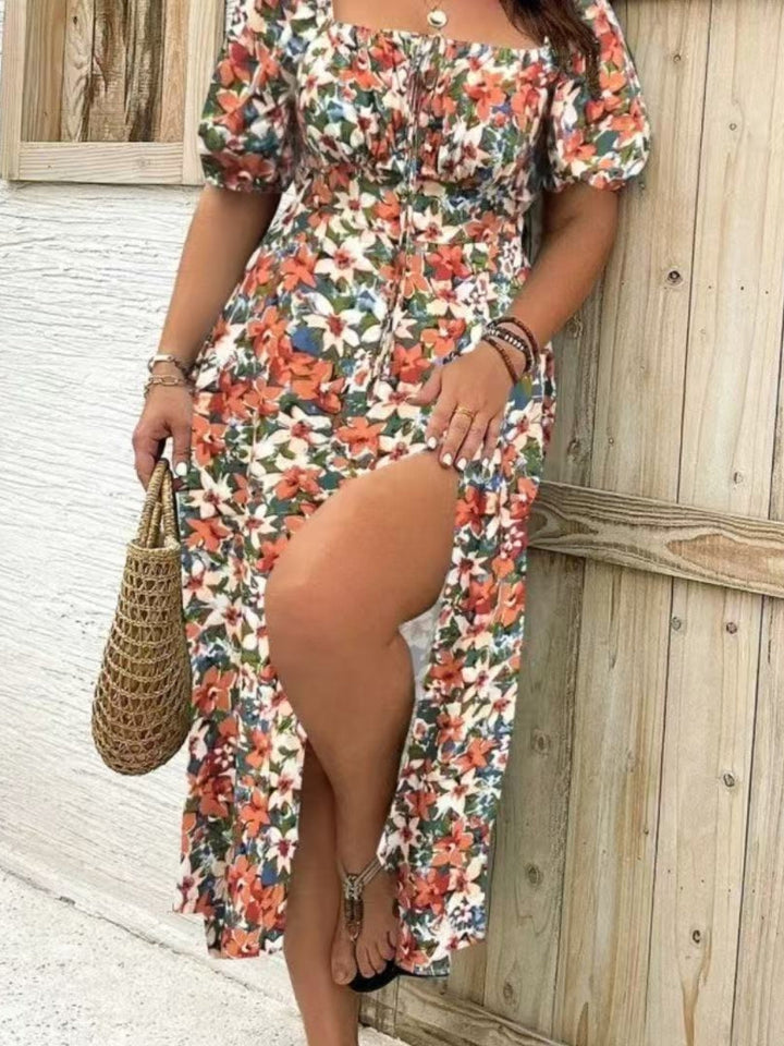 BlossomBreeze™ Plus Size Floral Slit Dress