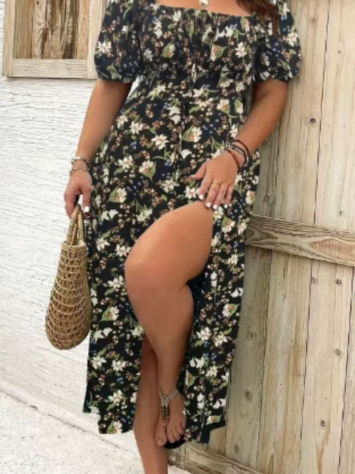 BlossomBreeze™ Plus Size Floral Slit Dress
