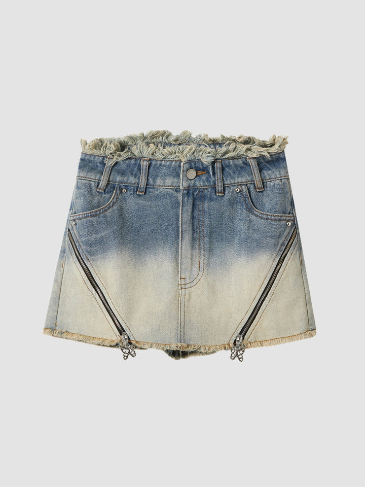 WLS "Binary Gradient" Dirty Washed Short Jeans Pants