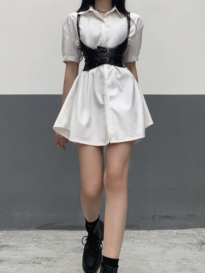 WLS  Waistband White Shirt Dress
