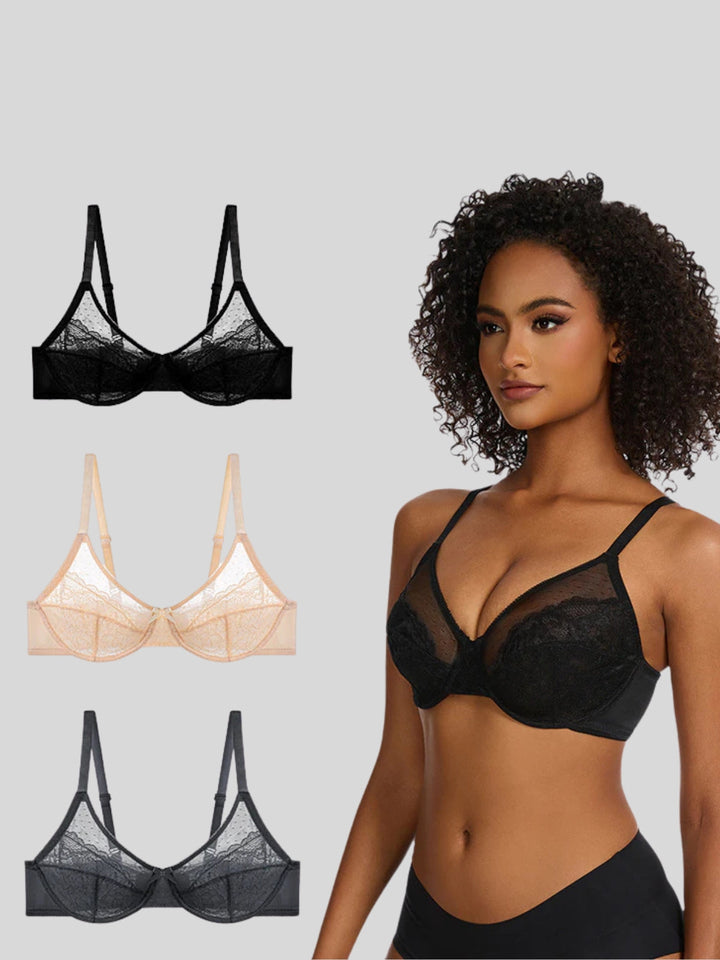 Enchante Floral Lace Unlined Comfort Non-padded Full Coverage Plus Size Underwire Bra