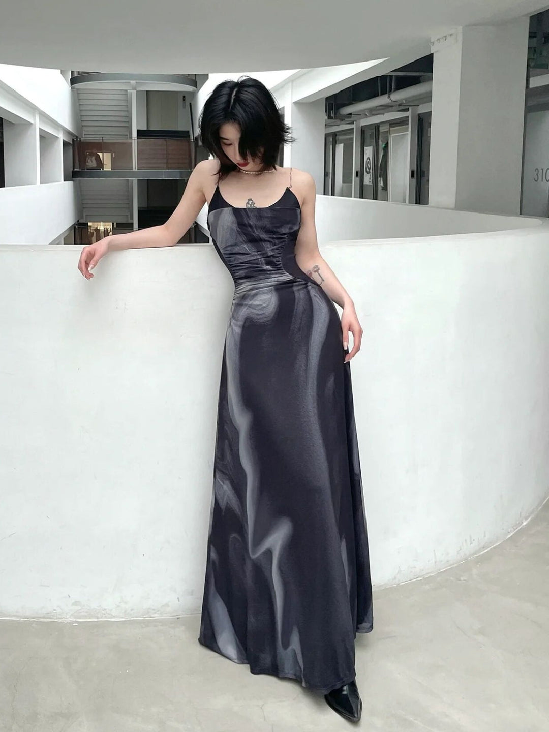 WLS City Island Diary Off-Shoulder Suspender Dress