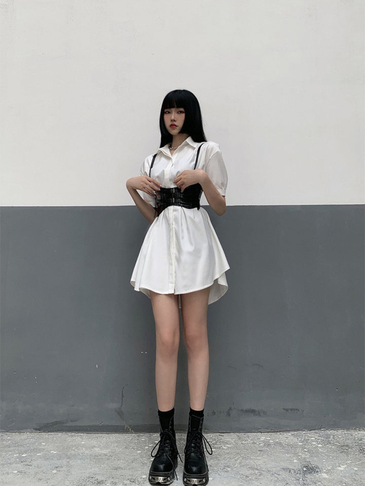 WLS  Waistband White Shirt Dress