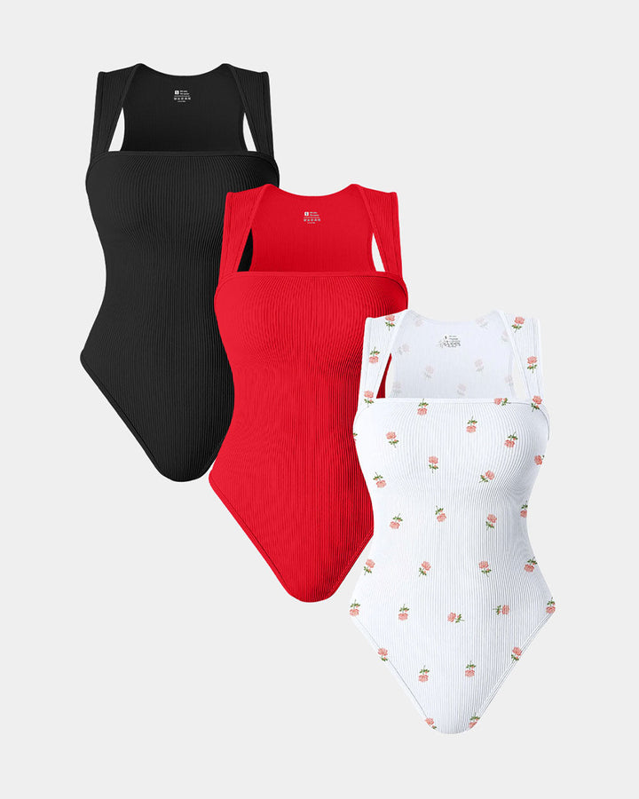 SculptFit Essentials 3 Ribbed Bodysuits