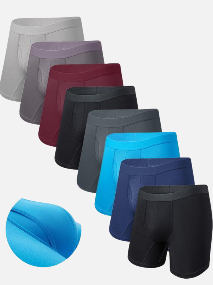 8-Pack Ultra-Comfort Bamboo Boxer Briefs – Breathable, Stretch Fit, Mid-Waist