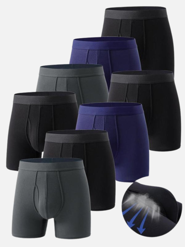8-Pack Ultra-Comfort Bamboo Boxer Briefs – Breathable, Stretch Fit, Mid-Waist
