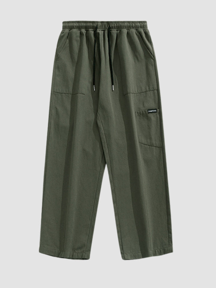 WLS Retro Japanese Straight Textured Splicing Trousers