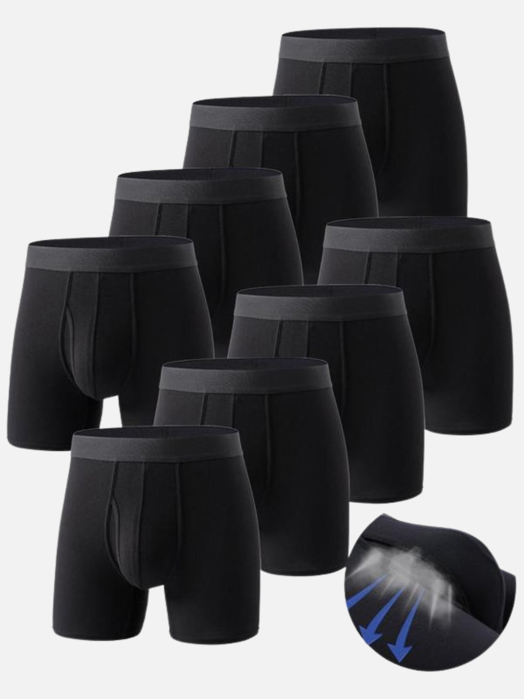 8-Pack Ultra-Comfort Bamboo Boxer Briefs – Breathable, Stretch Fit, Mid-Waist