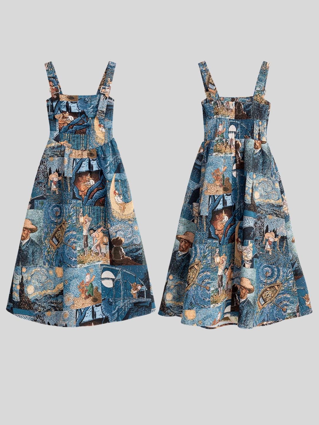 Van Gogh-Inspired Jacquard Dress – Starry Night Print (Short & Long Options)