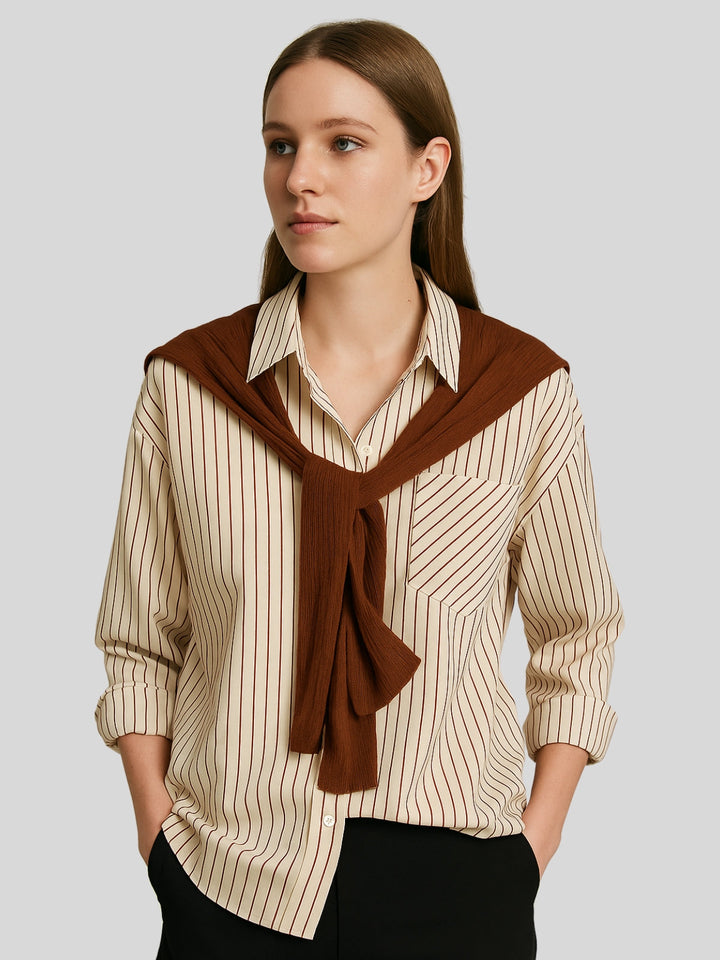 WLS French Shawl Loose Fit Slimming Shirt