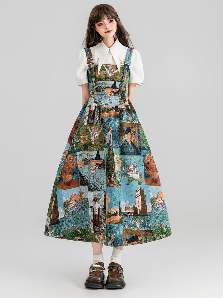 Van Gogh-Inspired Jacquard Dress – Starry Night Print (Short & Long Options)
