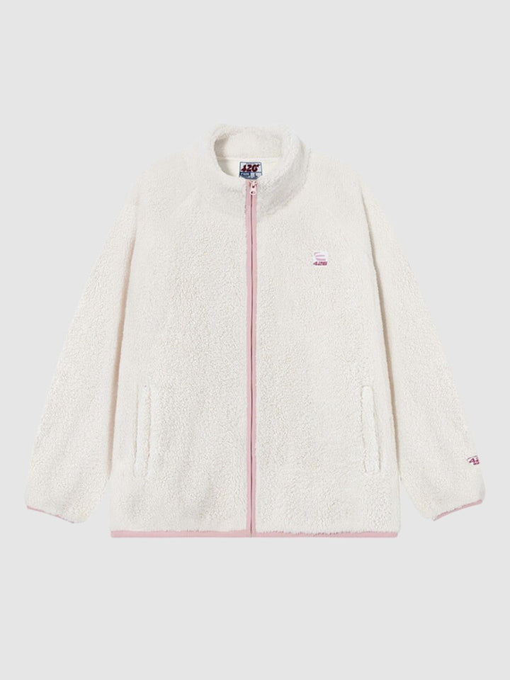 We Love Street Loose Contrasting Color Edging Cotton Plush Jacket