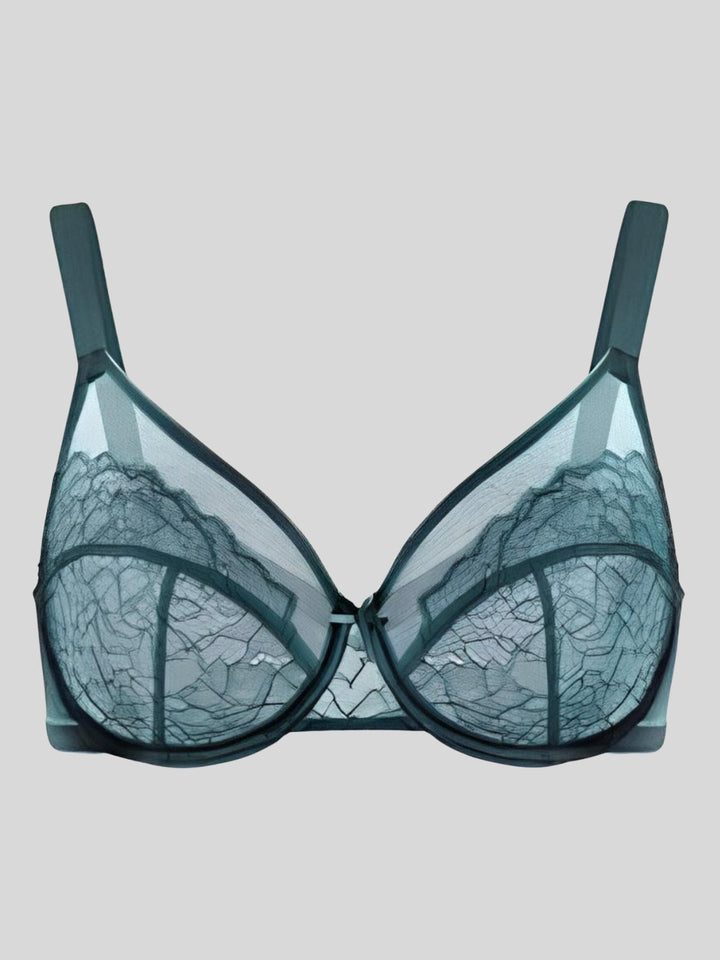 Enchante Floral Lace Unlined Comfort Non-padded Full Coverage Plus Size Underwire Bra