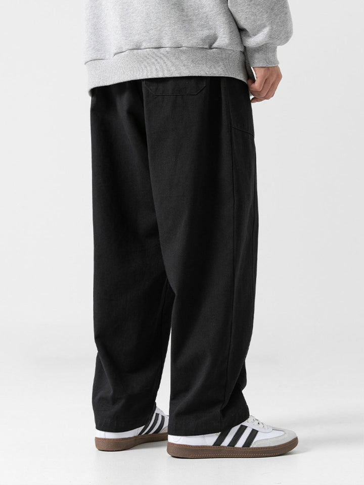 WLS Retro Japanese Straight Textured Splicing Trousers