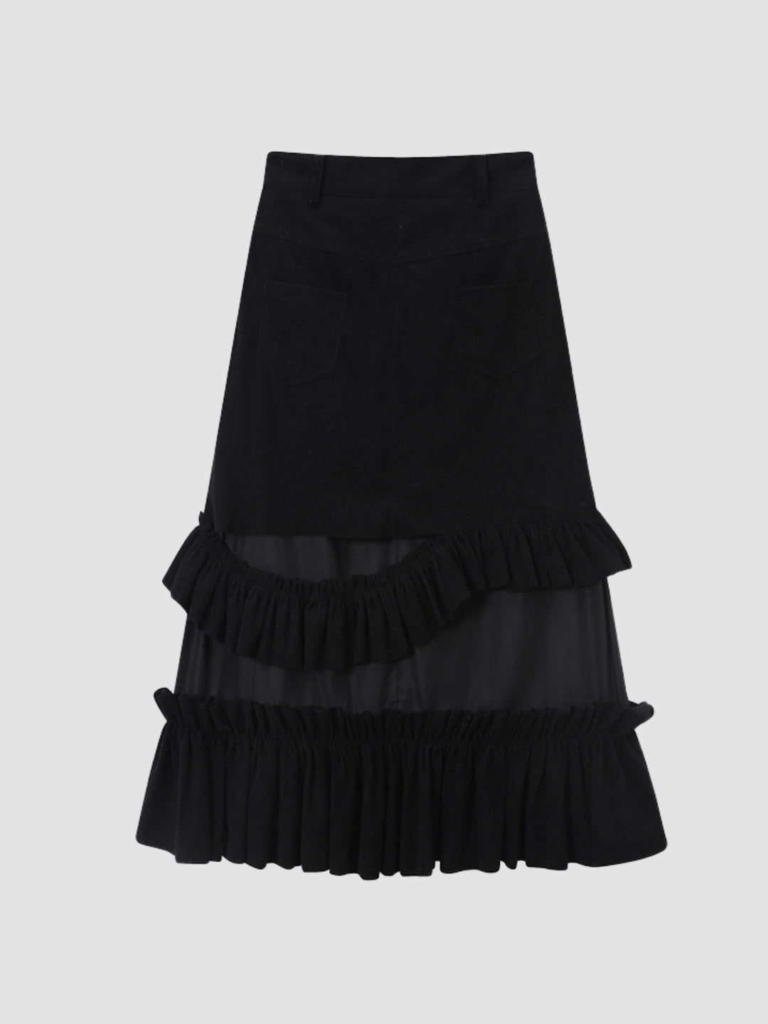 WLS Black Corduroy Mid Length Skirt