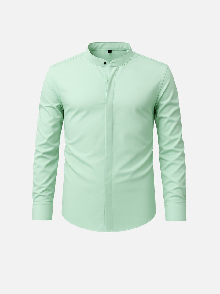 Non-Iron Stretch Standing Collar Concealed Shirt