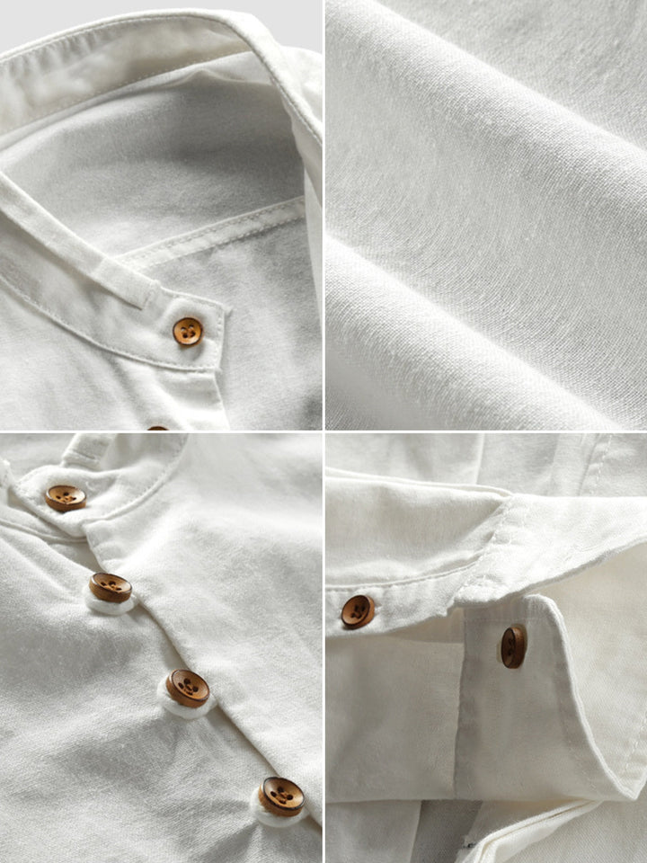 Japanese Linen Stand Collar Shirt