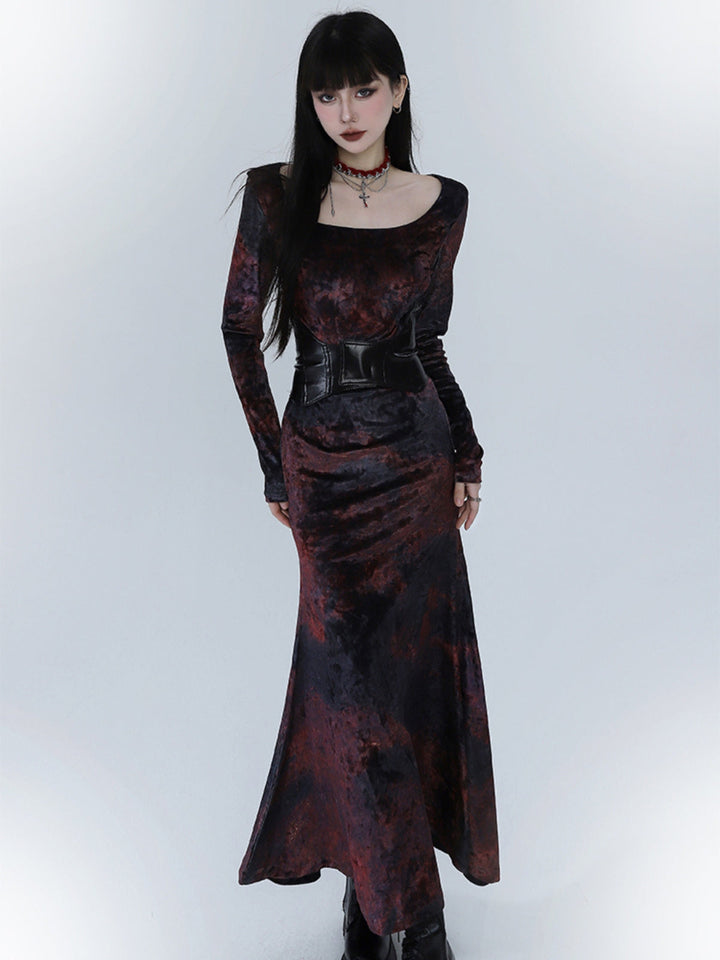 WLS Red Velvet Fishtail Dress