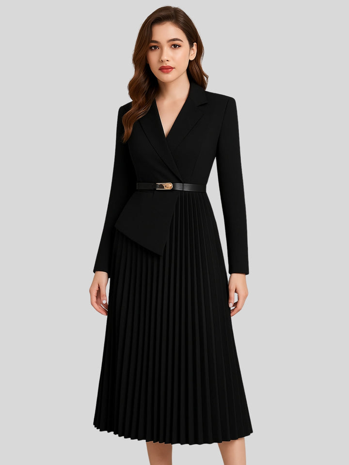 WLS French Style Slim Suit Dress With Belt
