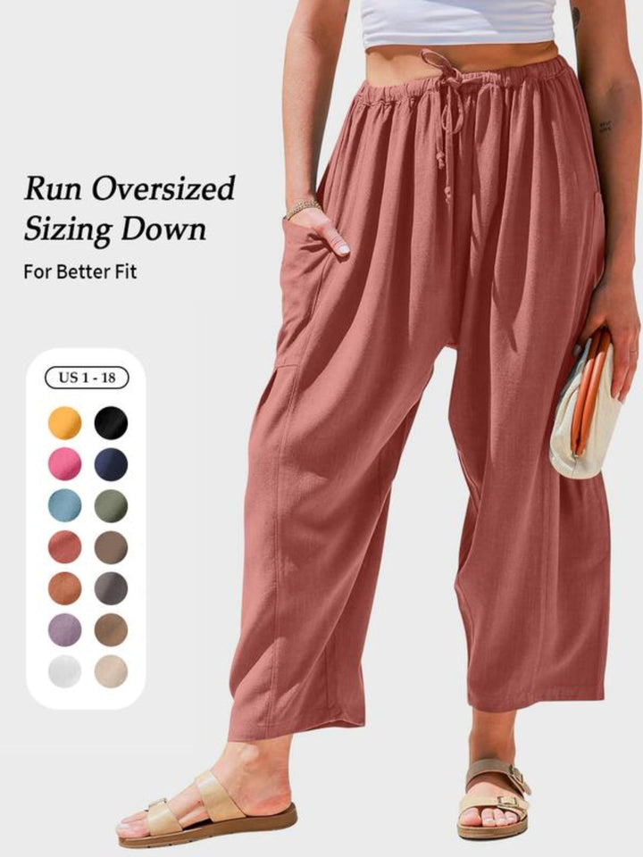 LinenEase High-Waist Harem Trousers