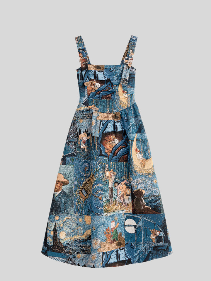 Van Gogh-Inspired Jacquard Dress – Starry Night Print (Short & Long Options)