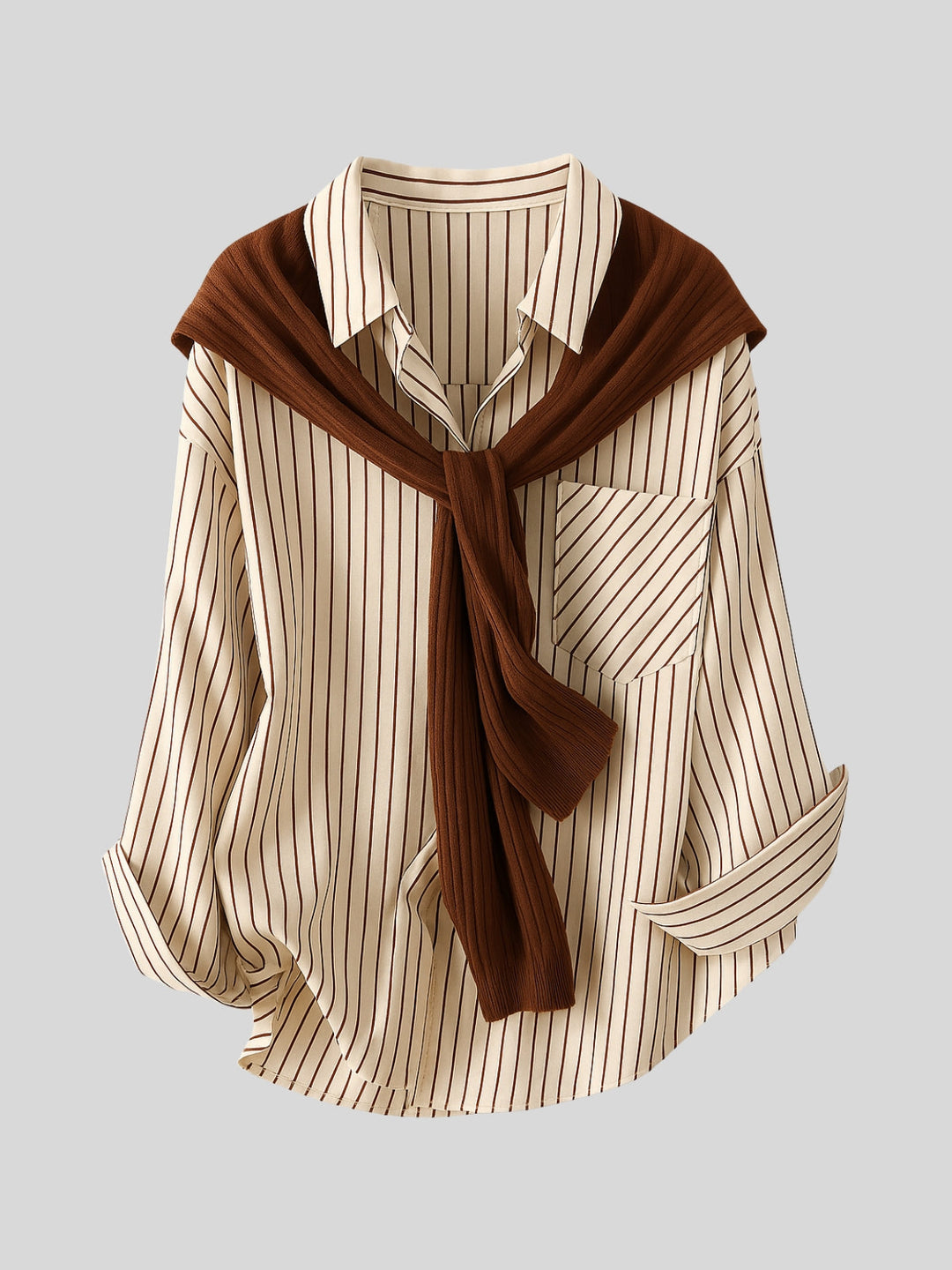 WLS French Shawl Loose Fit Slimming Shirt