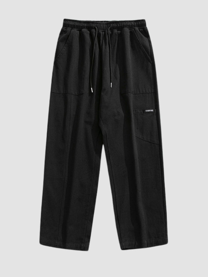 WLS Retro Japanese Straight Textured Splicing Trousers