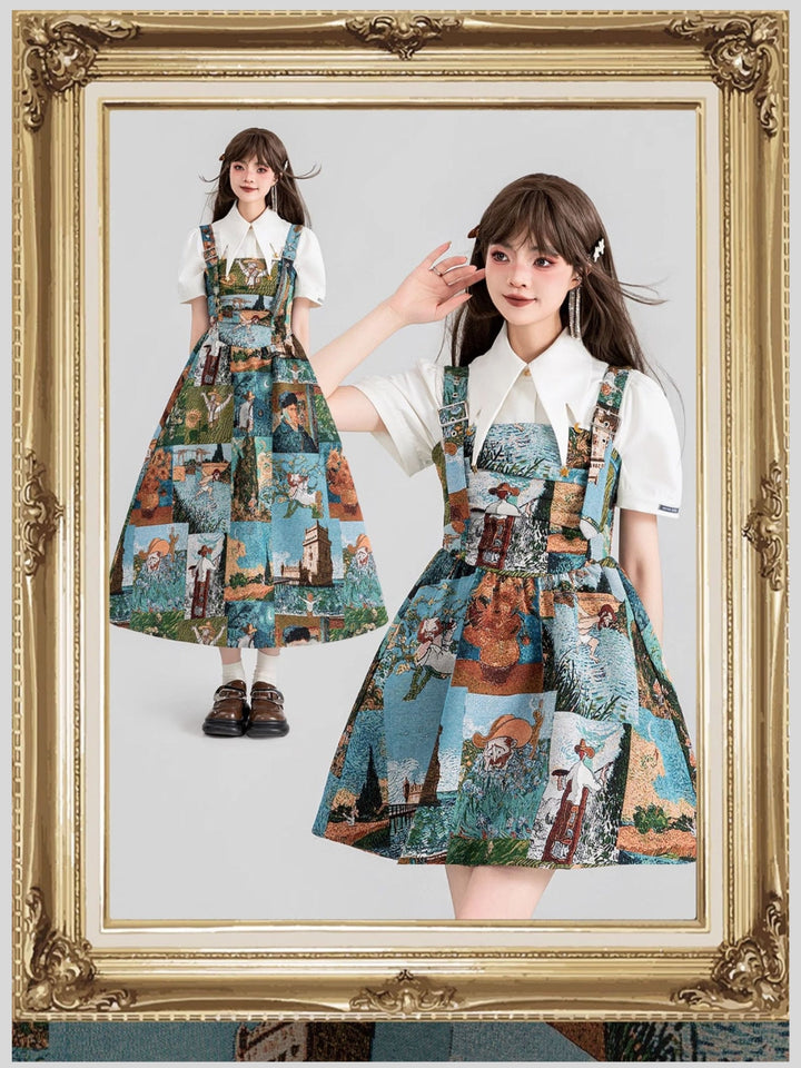 Van Gogh-Inspired Jacquard Dress – Starry Night Print (Short & Long Options)