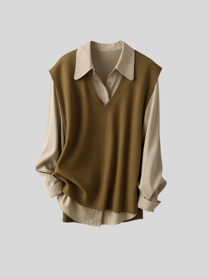 WLS Knitted Vest Two-Piece Shirt
