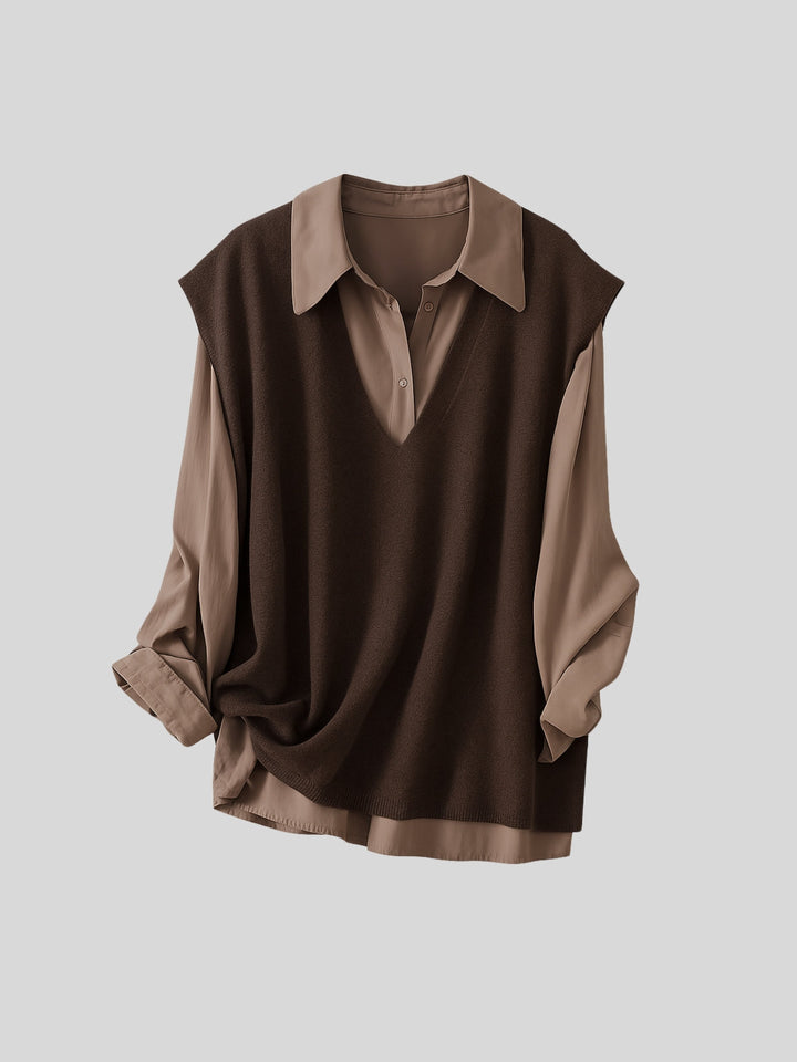 WLS Knitted Vest Two-Piece Shirt