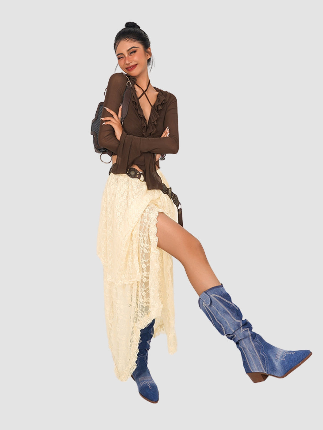 WLS Retro Nomadic Mesh Irregular Long Skirt