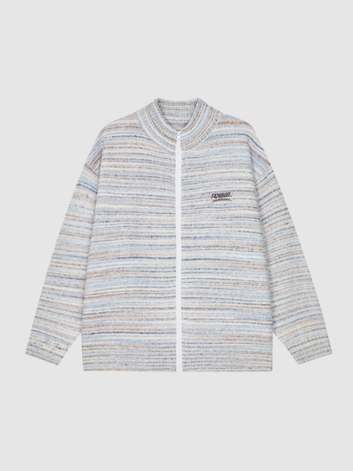 We Love Street Loose Colorful Striped Cardigan Full Zip Sweater