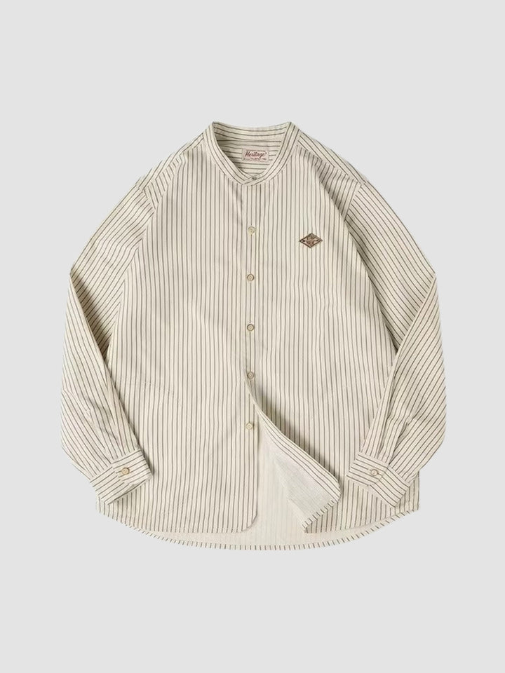 WLS Pinstripe Stand Collar Shirt