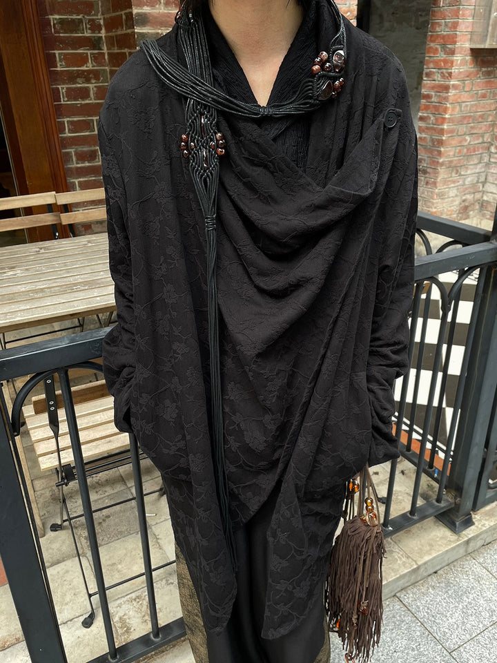 WLS Yamamoto Style Floral Embroidered Cardigan