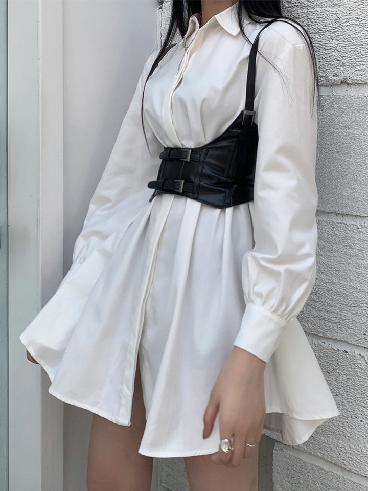 WLS  Waistband White Shirt Dress