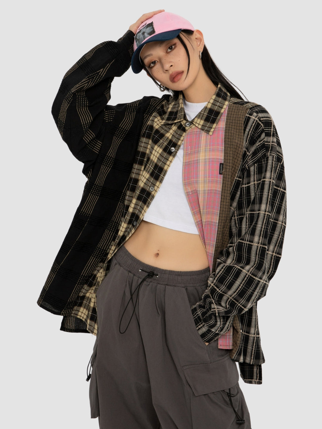 WLS Spliced Retro Thin Women Shirt Jacket