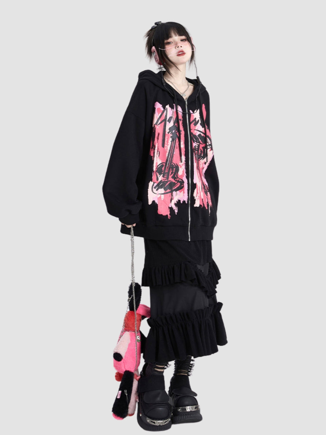 WLS Black Corduroy Mid Length Skirt