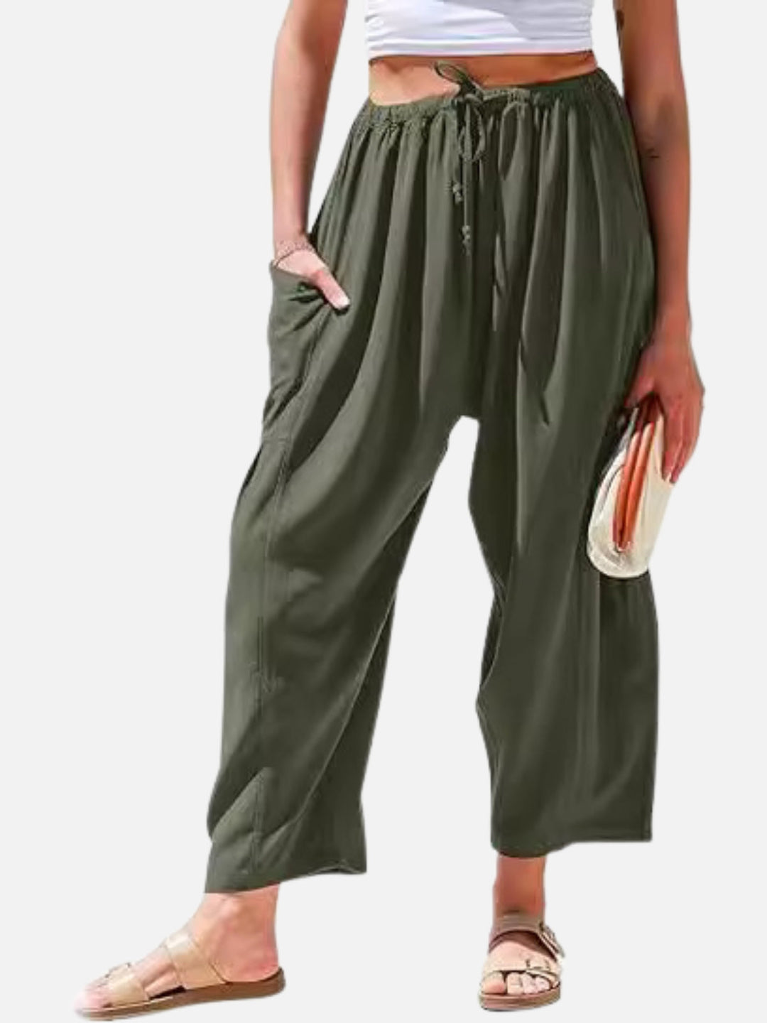 LinenEase High-Waist Harem Trousers