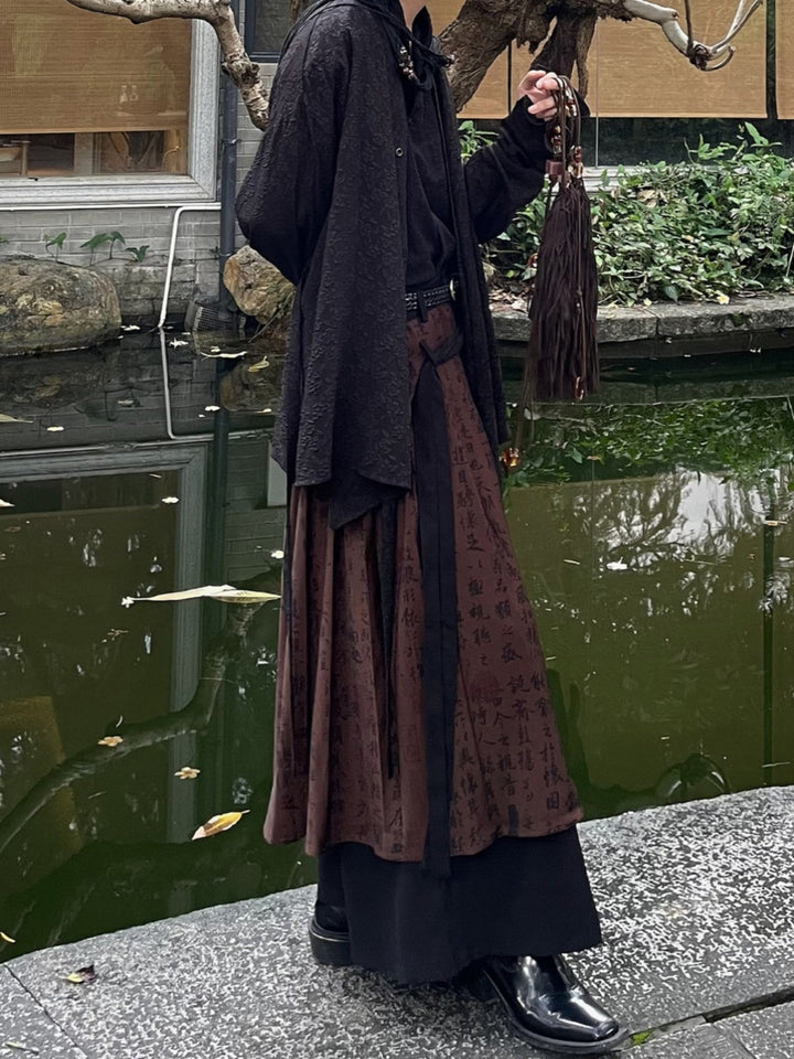 WLS Spliced Trousers Dormant Calligraphy Panels Pants