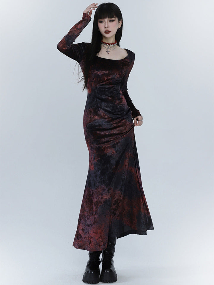 WLS Red Velvet Fishtail Dress