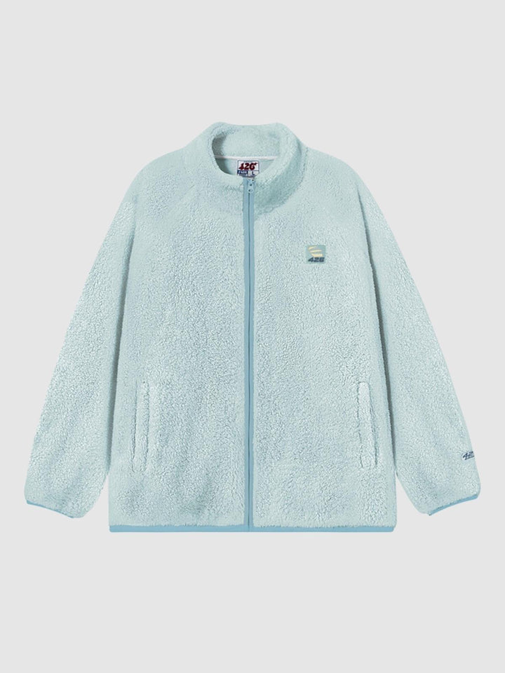 We Love Street Loose Contrasting Color Edging Cotton Plush Jacket