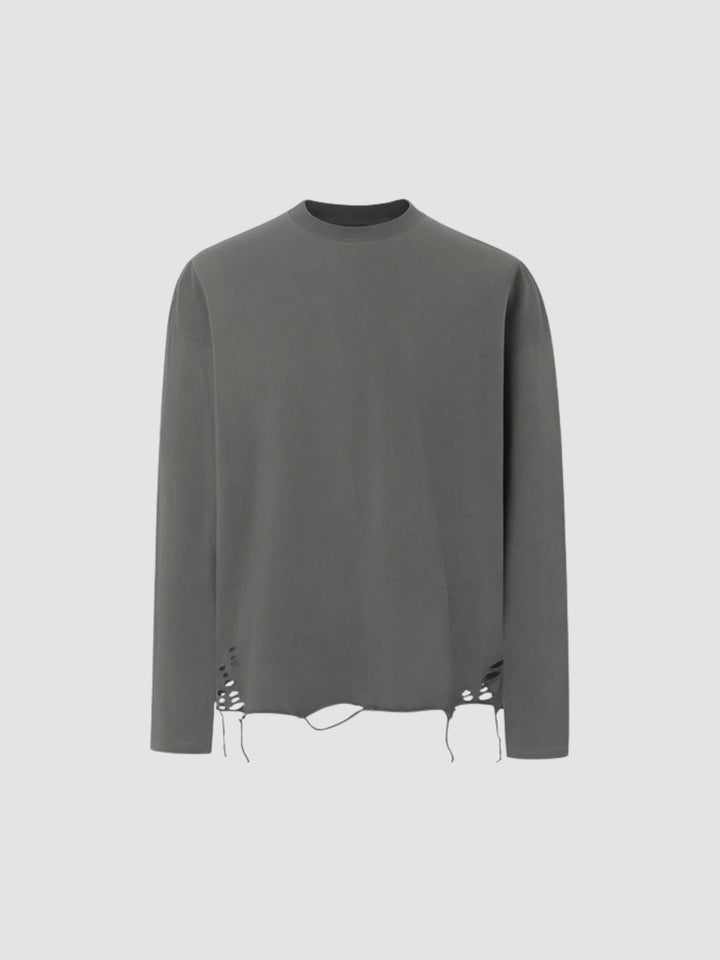 WLS Ripped Cotton Long-Sleeved T-Shirt
