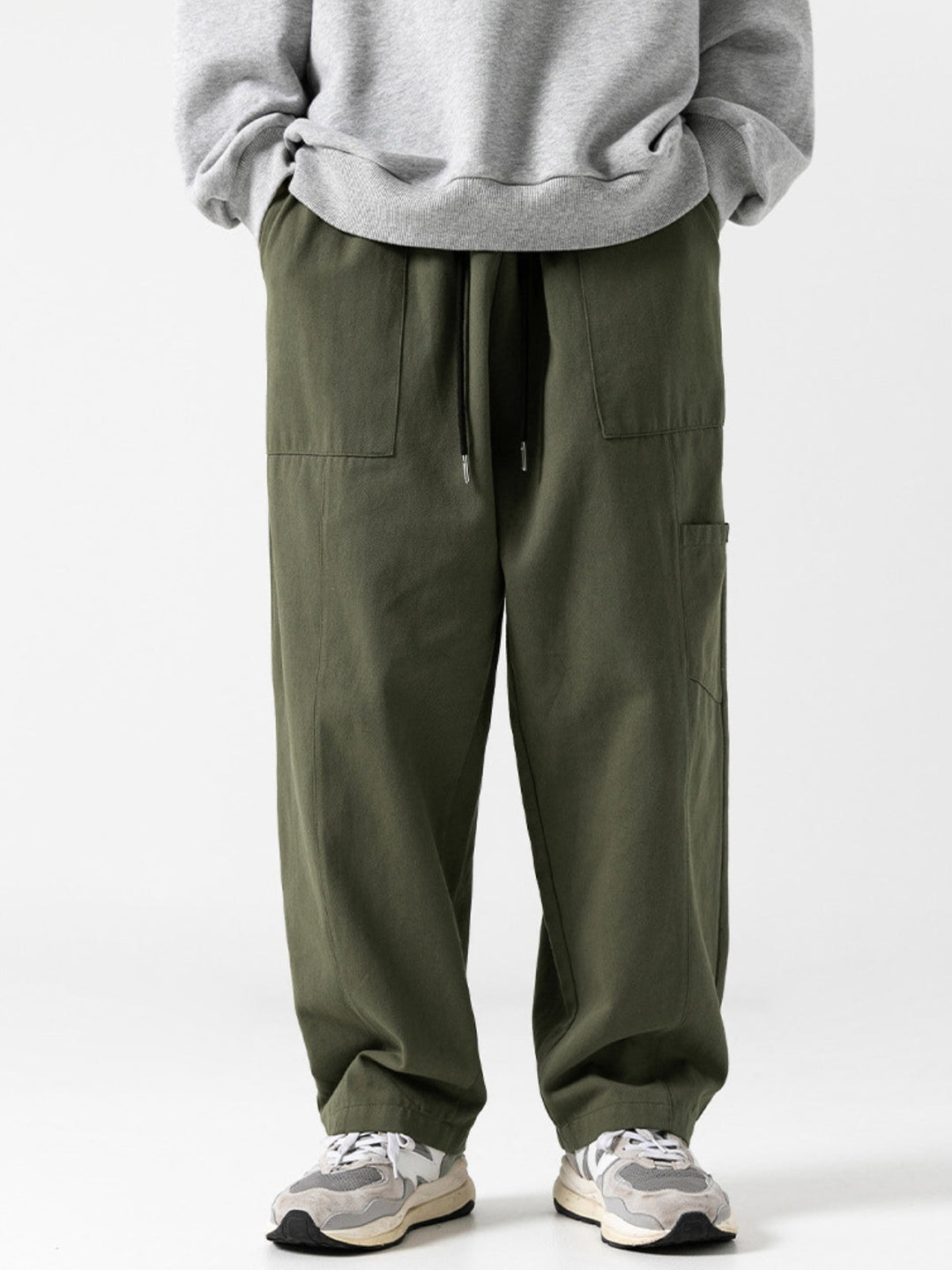 WLS Retro Japanese Straight Textured Splicing Trousers