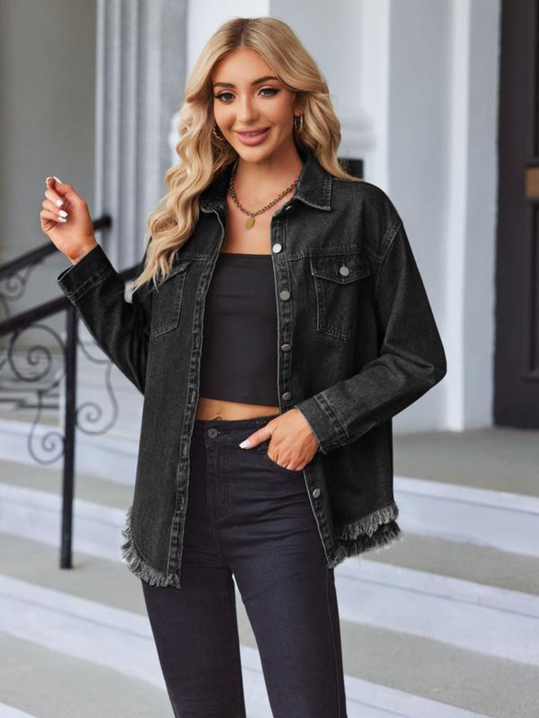 VANTESSA FringeEdge Denim Jacket
