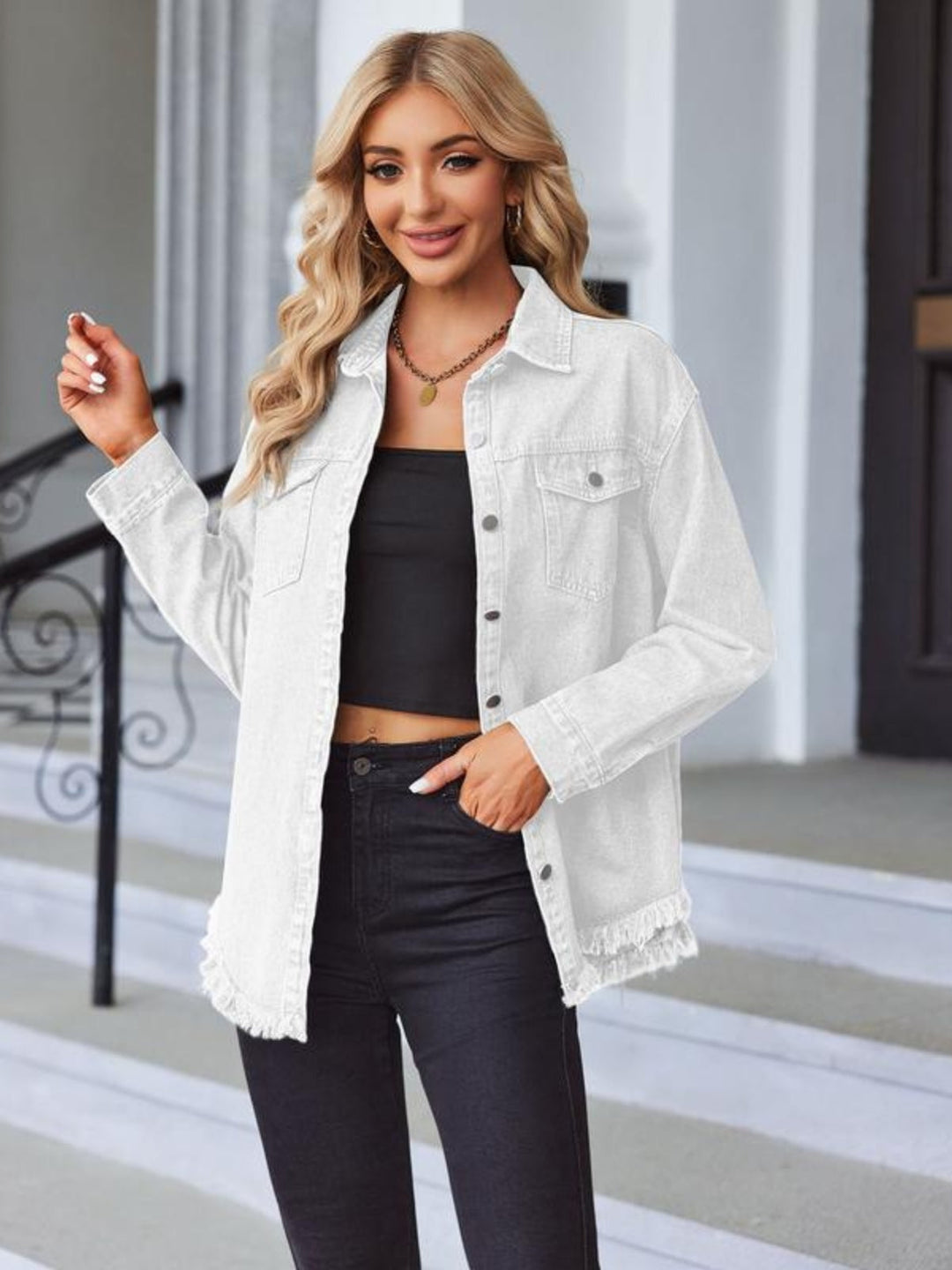 VANTESSA FringeEdge Denim Jacket