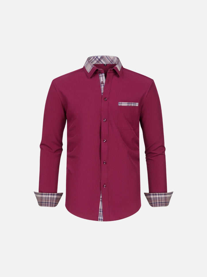 Non-Iron 4-Way Stretch Contrast Trim Dress Shirt